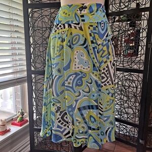 Anne Klein Size 6 Skirt Geometric Print 100% Silk